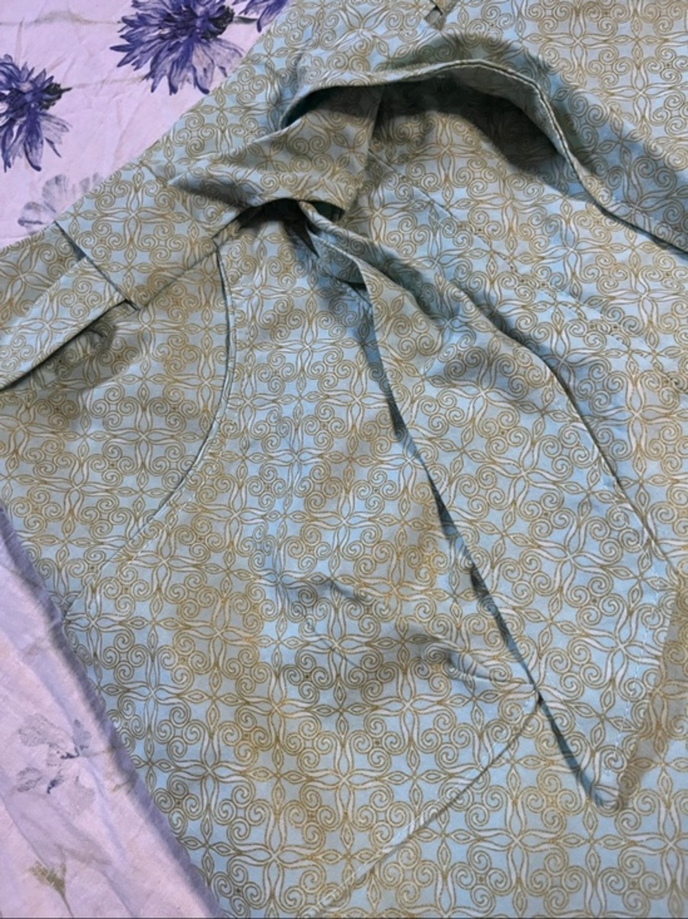 Handmade Mint Green Geometric Tie Waist Mini Skirt Y2K Cottagecore Size XS - Picture 4 of 6